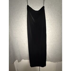 Caché Dress Womens Large Black Velvet Cowl Neck Slip Midi Side Slit Formal